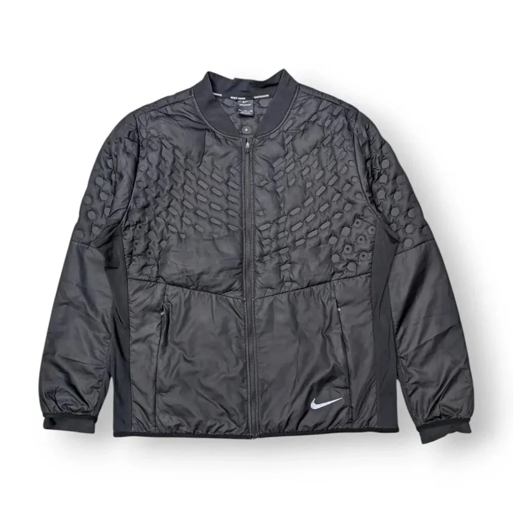Nike Men's Black Aeroloft Perforated Quilted Shell Running Puffer Jacket Sz XXL‎